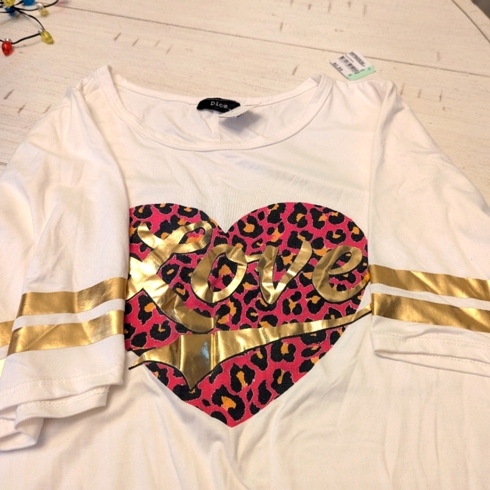 Long Sleeve White TShirt with football decal on the shirt
